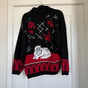 Vintage Black and Red Cat Sweater